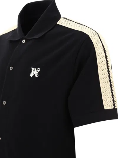 Shop Palm Angels "monogram Track" Polo Shirt In Black