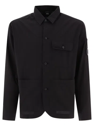 Shop C.p. Company Shirt With Pockets In Black