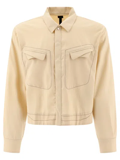 Shop Jean-luc A.lavelle Jean Luc A.lavelle "sintan" Overshirt Jacket In Beige