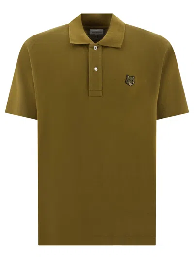 Shop Maison Kitsuné "tonal Fox Head" Polo Shirt In Green