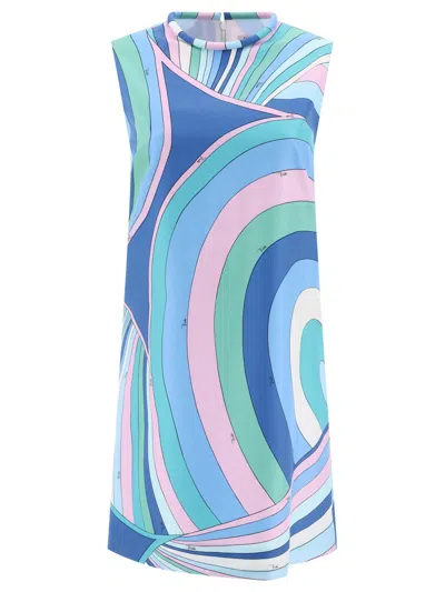 Shop Emilio Pucci Iride Print Dress In Light Blue