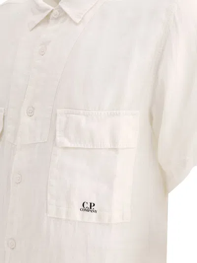 Shop C.p. Company Linen Shirt In White