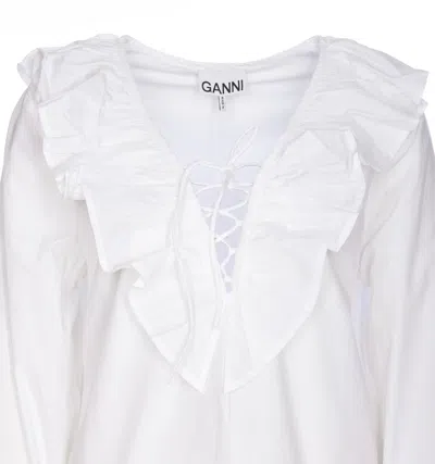 Shop Ganni Shirts In White