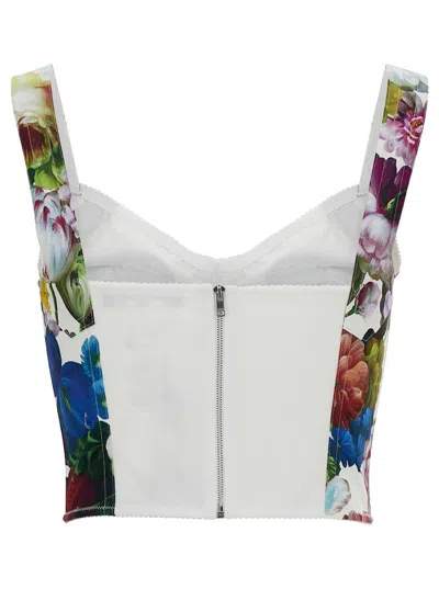 Shop Dolce & Gabbana Multicolor Corset Top With Floreal Print In Cotton Blend Woman