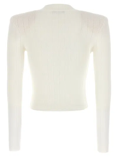 Shop Balmain Logo Buttons Cardigan In White