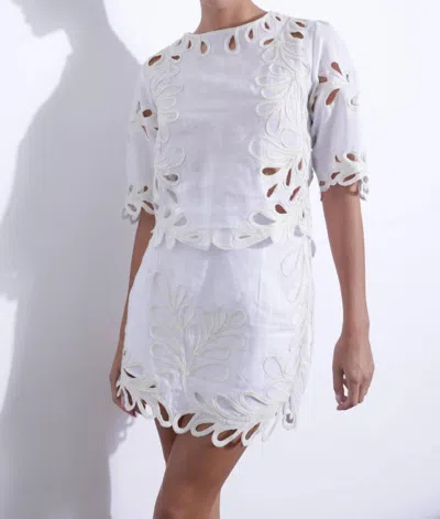 Shop Karina Grimaldi Odile Embroidered Skirt In Off White