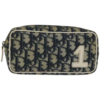 Shop Dior Trotter Navy Canvas Clutch Bag ()