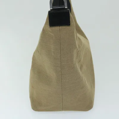 Shop Gucci Bamboo Beige Canvas Shoulder Bag ()