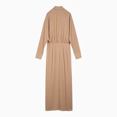 Shop Federica Tosi Desert Coloured Striped Viscose Blend Chemisier Dress