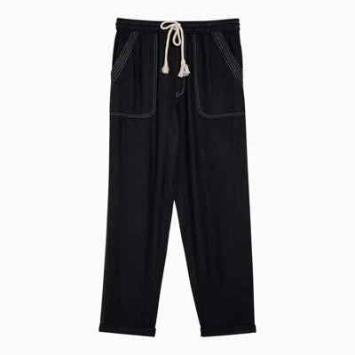 Shop Isabel Marant Étoile Black Silk Trousers With Drawstring