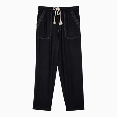 Isabel Marant Étoile Black Silk Trousers With Drawstring In Black