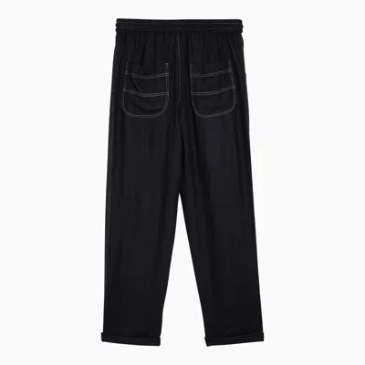 Shop Isabel Marant Étoile Black Silk Trousers With Drawstring