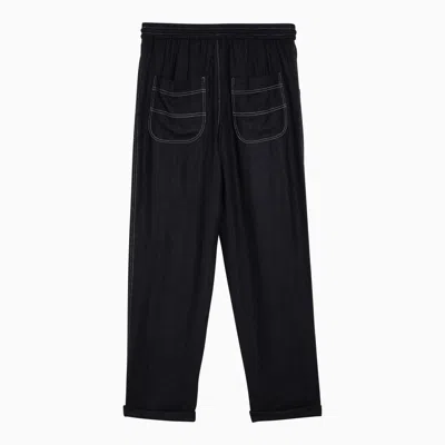 Isabel Marant Étoile Black Silk Trousers With Drawstring In Black