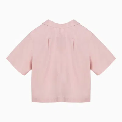 Shop Marni Pink Cotton Cropped Shirt With Appliqué