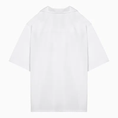 Shop Marni White Cotton Bowling Shirt With Flower Appliqué