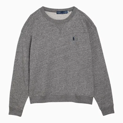 Shop Polo Ralph Lauren Dark Grey Cotton Crew Neck Sweatshirt