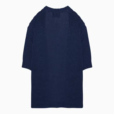 Shop Roberto Collina Navy Blue Cardigan In Cotton Blend Knit