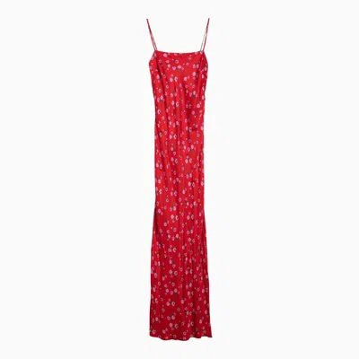 Shop Rotate Birger Christensen Red Viscose Long Dress With Shoulder Straps