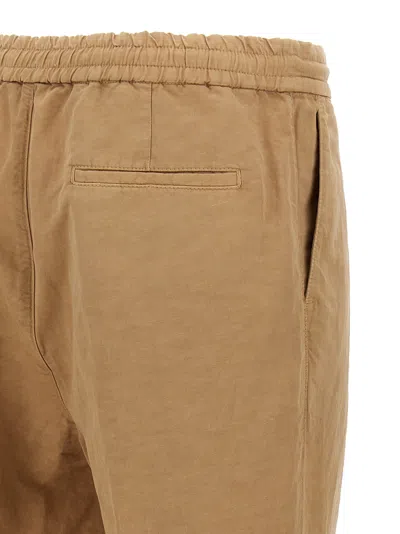 Shop Brunello Cucinelli Linen  With Front Pleats Pants Beige