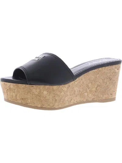 Shop Dkny Cutie Womens Faux Leather Slip On Platform Sandals In Multi
