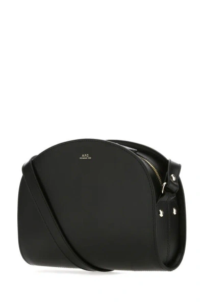 Shop Apc A.p.c. Woman Black Leather Demi Lune Shoulder Bag