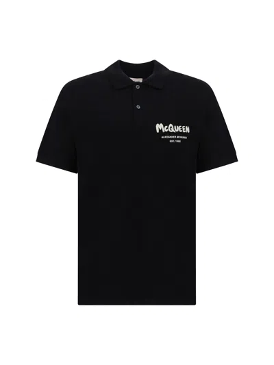 Shop Alexander Mcqueen Men Polo Shirt In Black