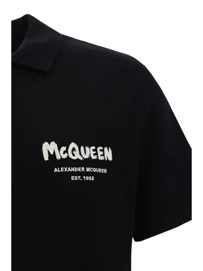 Shop Alexander Mcqueen Men Polo Shirt In Black