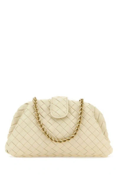 Shop Bottega Veneta Woman Ivory Leather Teen Lauren 1980 Shoulder Bag In White
