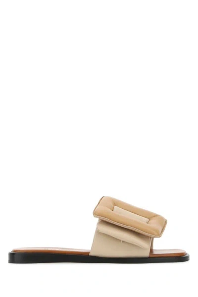Boyy Leather Puffy Slippers With Tonal Padding In Multicolor