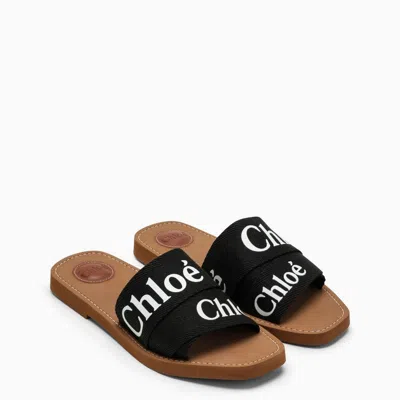 Shop Chloé Chloe Flat Black Leather Sandal Women