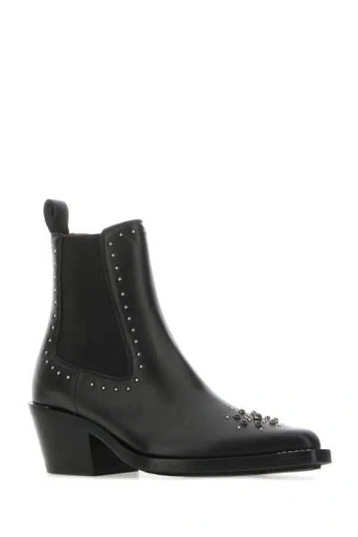 Shop Chloé Chloe Woman Black Leather Nellie Ankle Boots