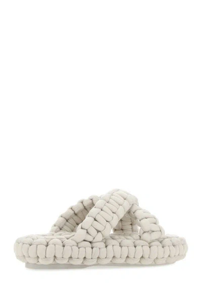 Shop Chloé Chloe Woman Ivory Stretch Fabric Kamy Slippers In White