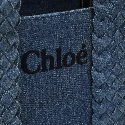 Shop Chloé Chloe Woody Denim Small Tote Bag Women In Blue
