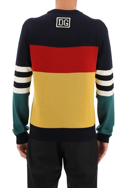 Shop Dolce & Gabbana Color Block Wool Sweater Men In Multicolor