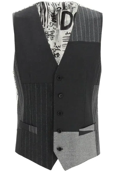 Shop Dolce & Gabbana Patchwork Wool And Cashmere Vest Men In Multicolor