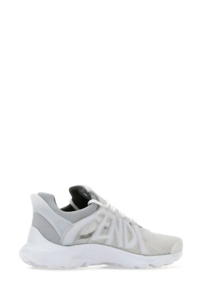 Shop Fendi Man White Mesh And Rubber Tag Sneakers