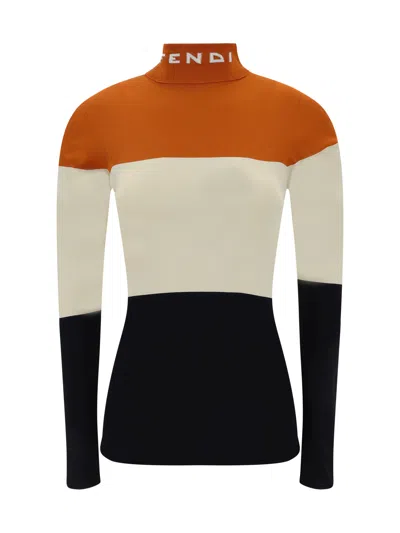 Shop Fendi Women Turtleneck Sweater In Multicolor