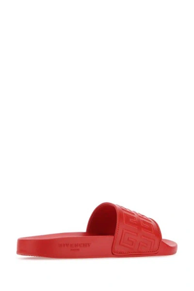 Shop Givenchy Woman Red Leather 4g Slippers