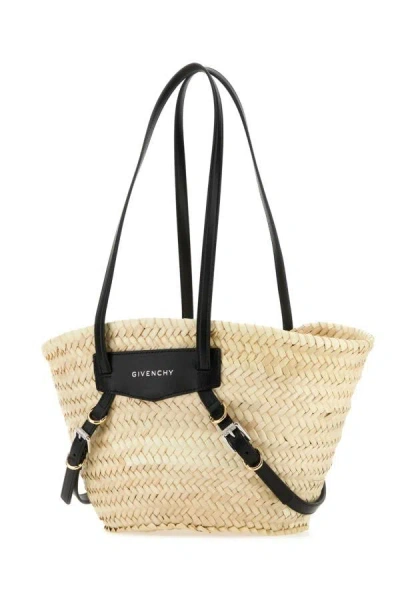 Shop Givenchy Woman Straw Small Voyou Basket Shopping Bag In Brown