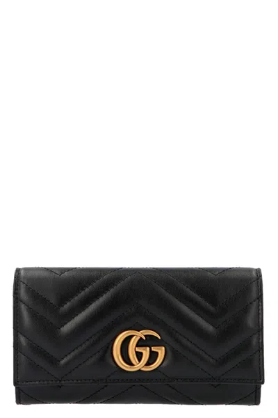 Shop Gucci Women 'continental Gg Marmont' Wallet In Black