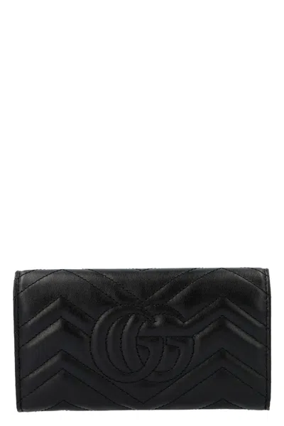 Shop Gucci Women 'continental Gg Marmont' Wallet In Black