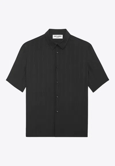 Shop Saint Laurent All-over Logo Shirt In Black