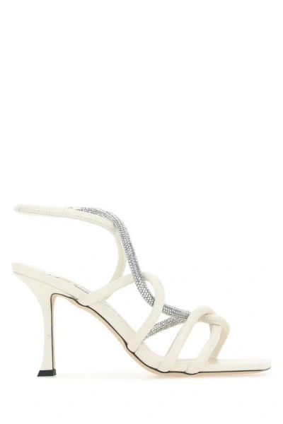 Shop Jimmy Choo Woman Ivory Leather Lonnie 90 Sandals In White