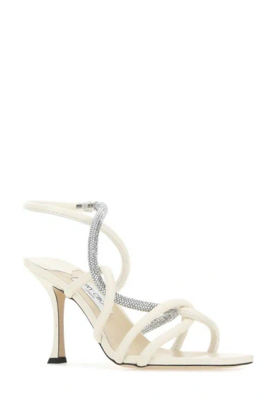 Shop Jimmy Choo Woman Ivory Leather Lonnie 90 Sandals In White