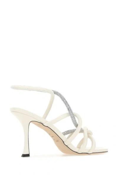 Shop Jimmy Choo Woman Ivory Leather Lonnie 90 Sandals In White