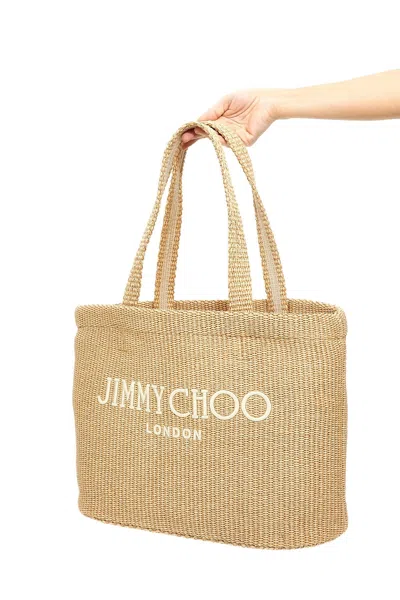Shop Jimmy Choo Women 'beach Tote E/w' Shopping Bag In Cream