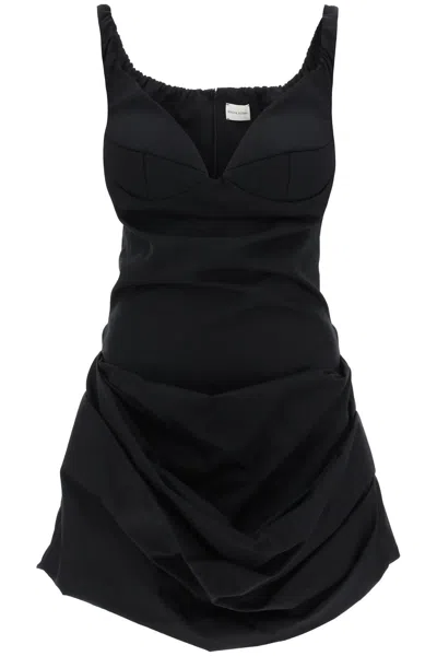 Shop Magda Butrym Draped Poplin Mini Dress Women In Black