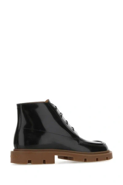 Shop Maison Margiela Man Black Leather Ankle Boots