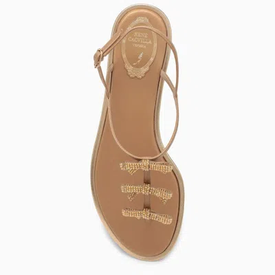 Shop René Caovilla Rene Caovilla Golden Leather Sandal With Bows Women In Silver
