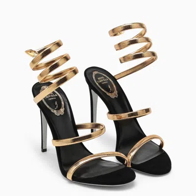 Shop René Caovilla Juniper 105 Black/gold Sandal Women